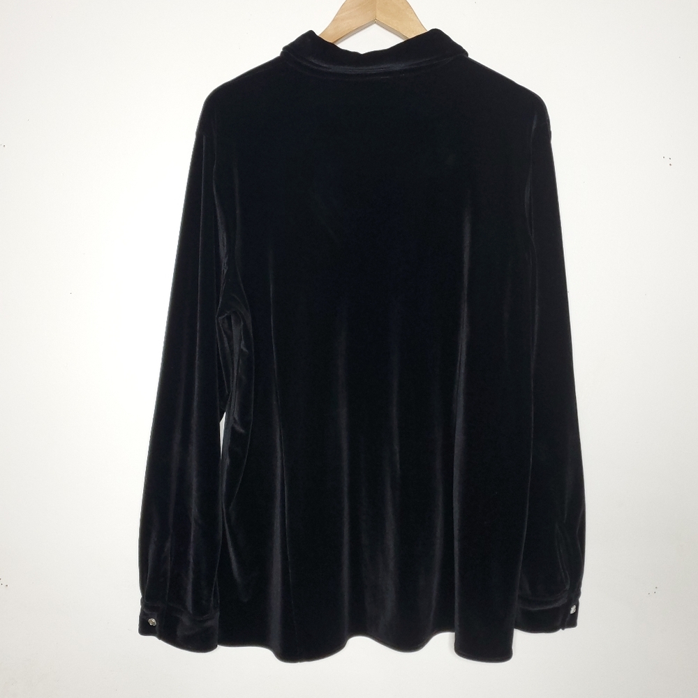 Vintage Quacker factory Velvet Shirt Sz XL Minimalist Velour Dark Academia Goth - Picture 11 of 11